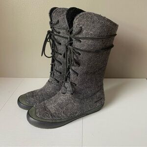 Patagonia Arnoux Gray Lace-Up Wool Tall Winter Boots Women’s 8.5
